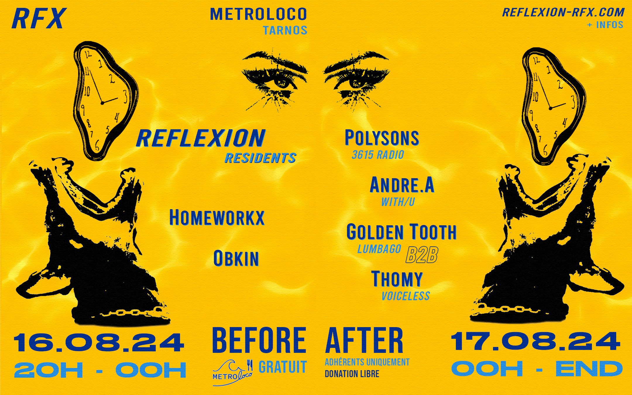 Affiche de Metroloco - Reflexion residents, Polysons, Ande.A, Golden Tooth B2B Thomy