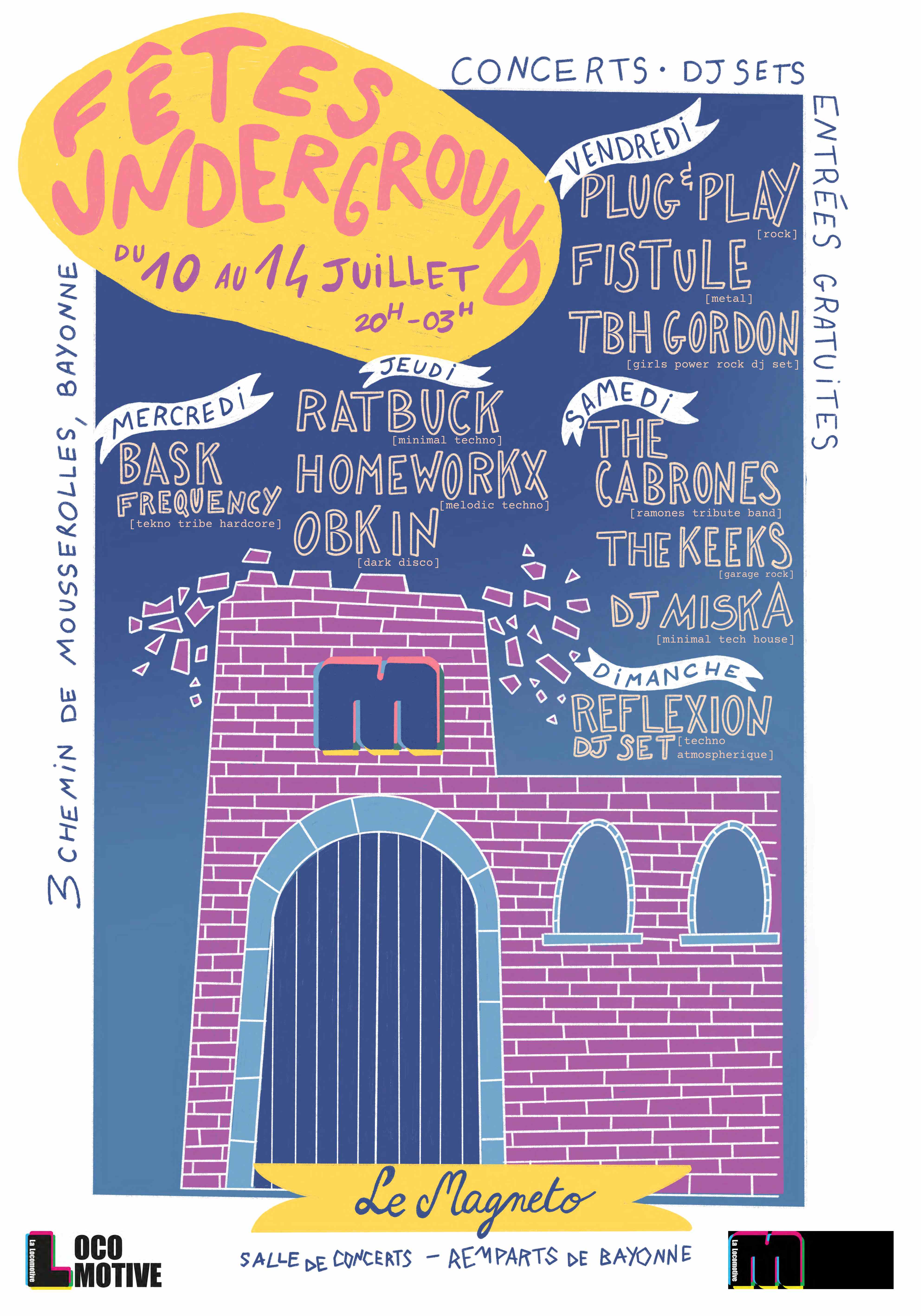 Affiche de Fêtes de Bayonne Magneto: Fêtes Underground